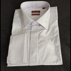 MEN'S CARRELI WHITE, SILVER, MAUVE SQUARE DRESS SH